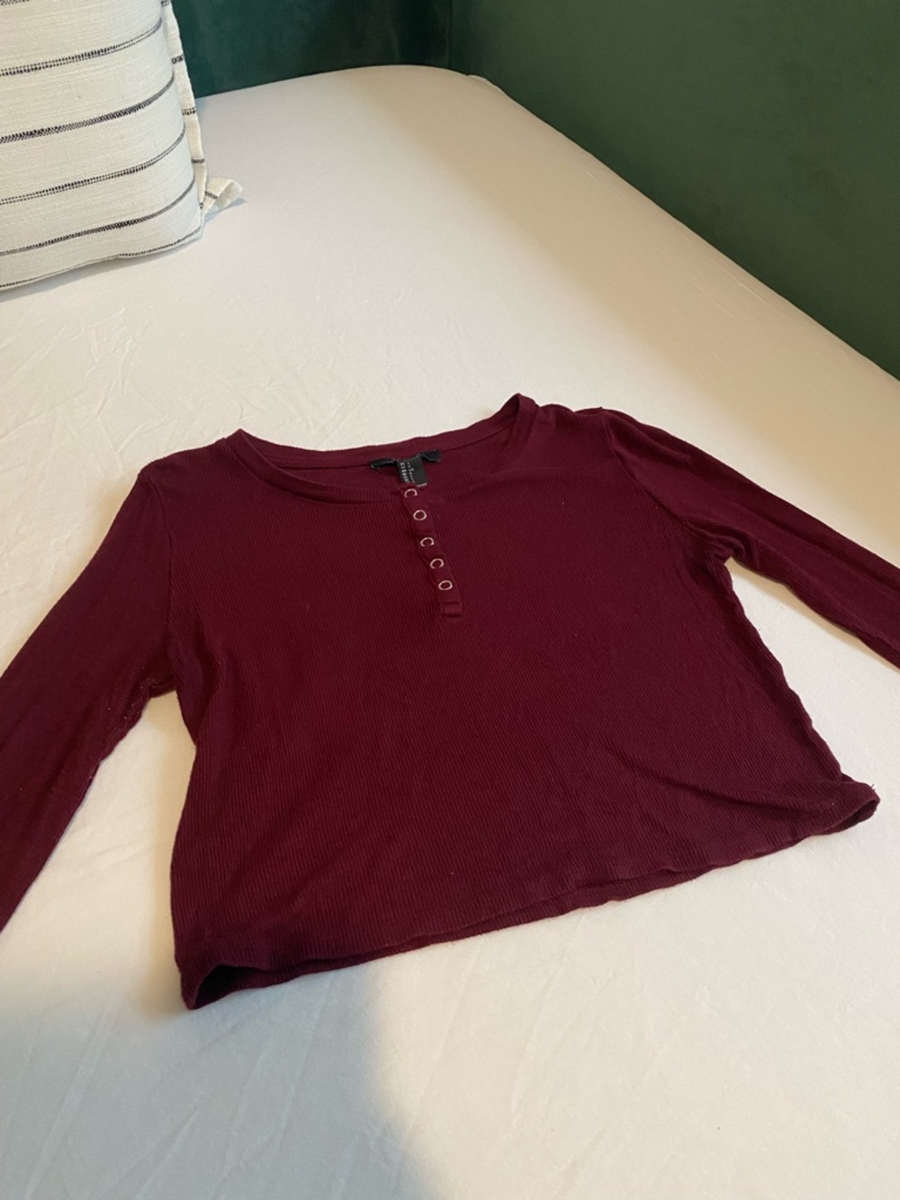 Forever 21 Ribbed Crop Top - Burgundy
